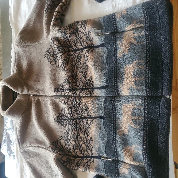 Black Diamond Vintage Fleece Full Zip Sz M Jacket with Nature Print. Made In USA - Picture 9 of 10